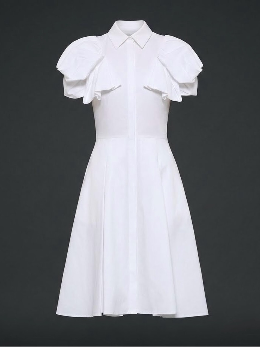 Alexander McQueen Puff Sleeve Pique Knit Dress | White Dress